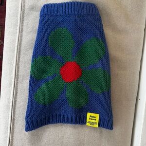 Little Beast Blue Knit Dog Sweater with Flower Design XS NWOT